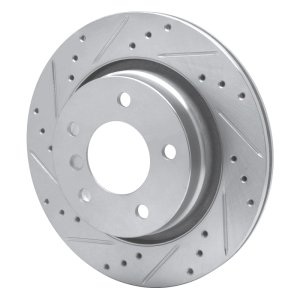 BMW 325CI Brake Rotor (1) - Rear Left - R1 Concepts - Drilled & Slotted - Silver - `99-`06